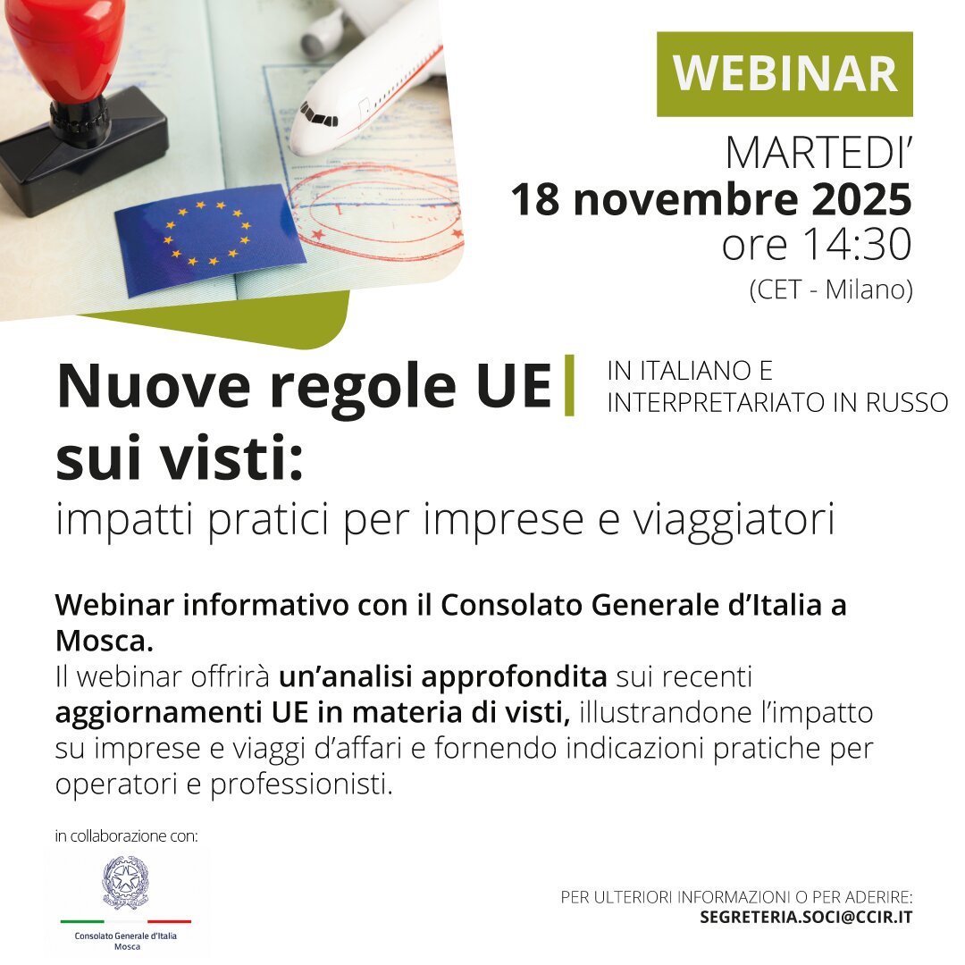 Webinar “Nuove regole UE sui visti: impatti pratici per imprese e viaggiatori”